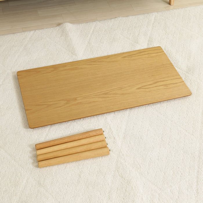 組み立て簡単！木目のローテーブル：送料無料