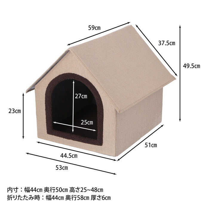 ペットの隠れ家！かわいい三角屋根のペットハウスLサイズ：送料無料